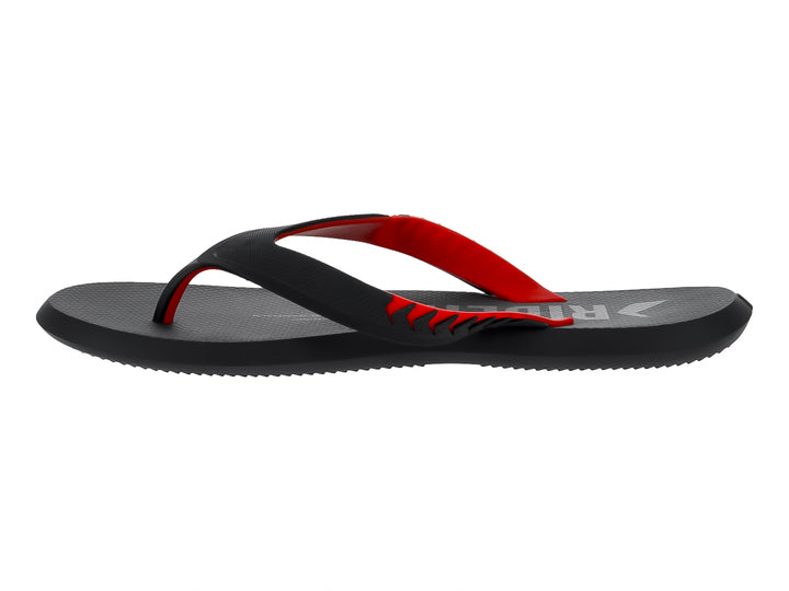 Sandalia Rider Feel Urban color negro con correas en color rojo y negro.