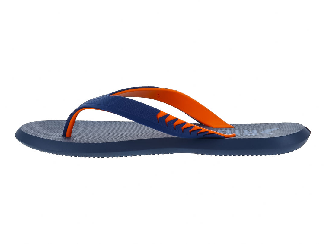 Sandalia Rider Prime Thong en color azul con correas naranjas y diseño deportivo.