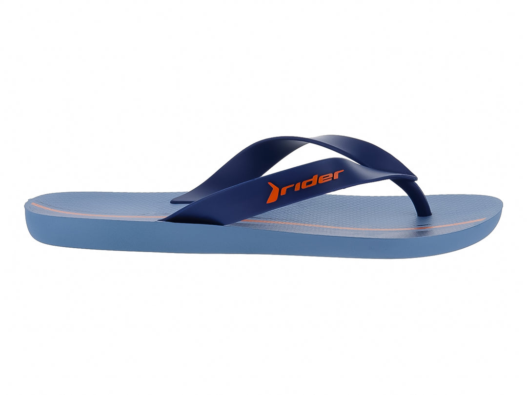Sandalias Rider Feel Urban Thong en color azul con detalles en naranja y logo lateral.