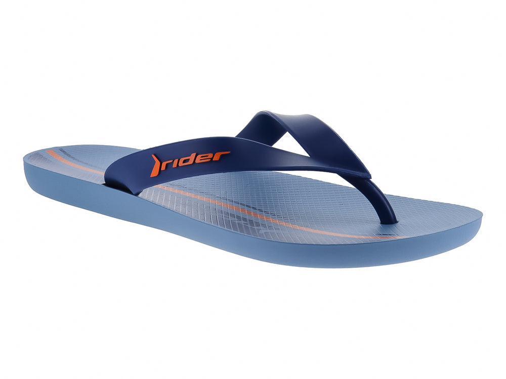 Sandalias Rider Feel Urban Thong en color azul con detalles en naranja y logo lateral.