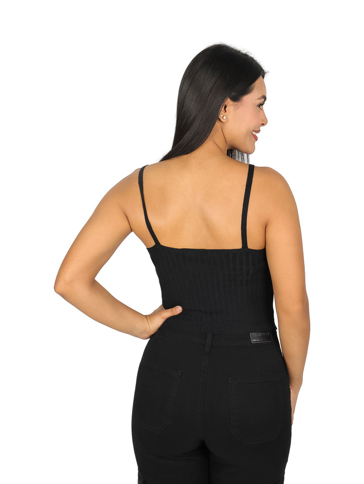 Blusa Corta de Tirantes ATOK Color Negro para Mujer