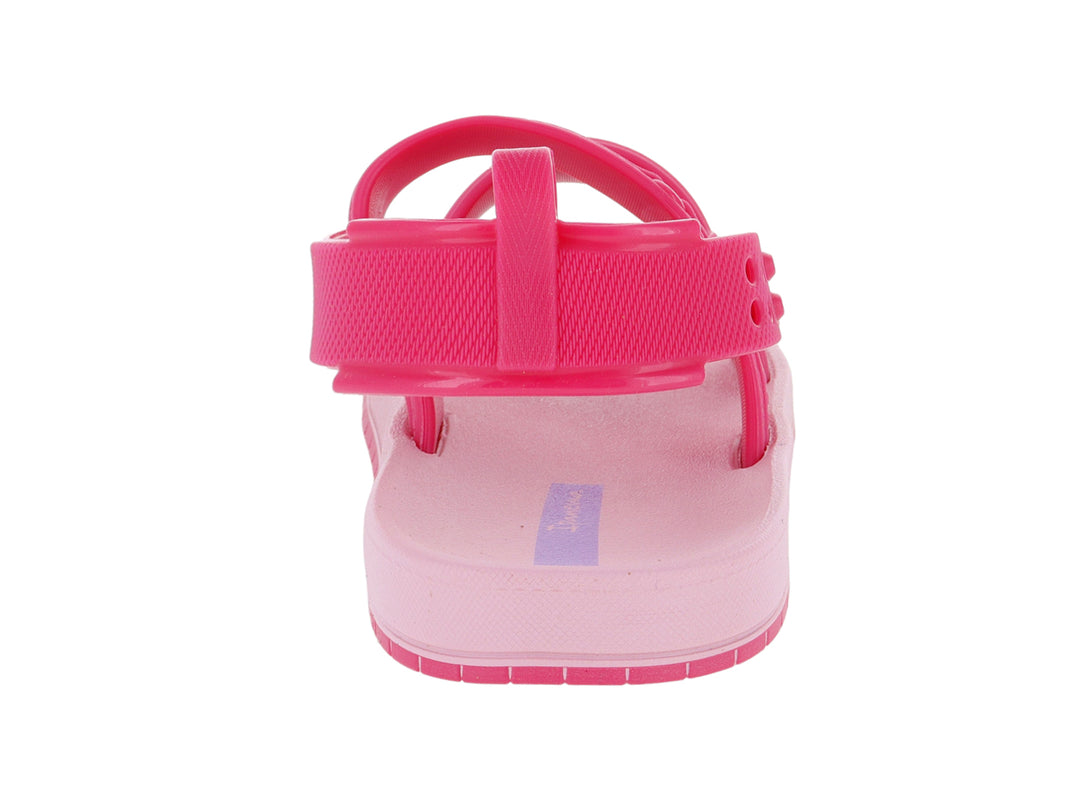 Sandalia Ipanema para niña en color rosa con correas ajustables y suela plana.