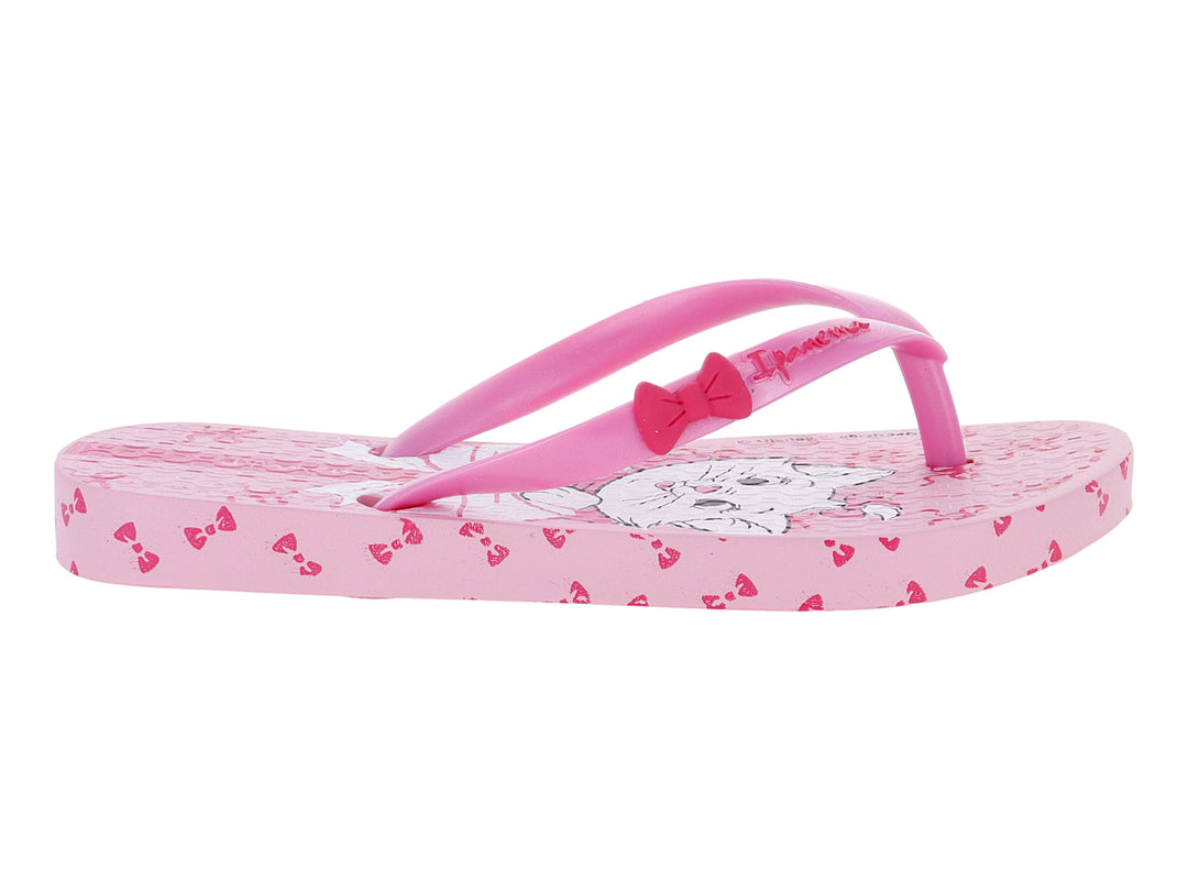Sandalias Ipanema rosa para niña con estampado de Marie de Disney y moños decorativos.