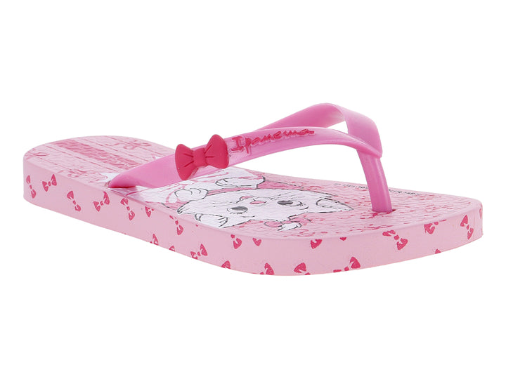 Sandalias Ipanema rosa para niña con estampado de Marie de Disney y moños decorativos.