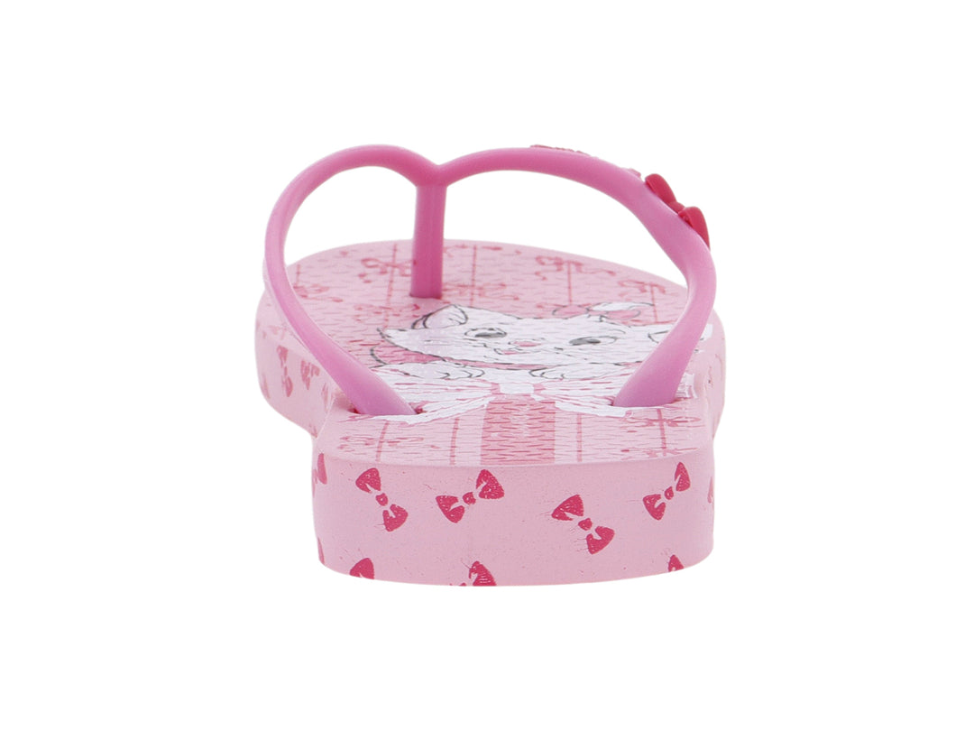 Sandalias Ipanema rosa para niña con estampado de Marie de Disney y moños decorativos.