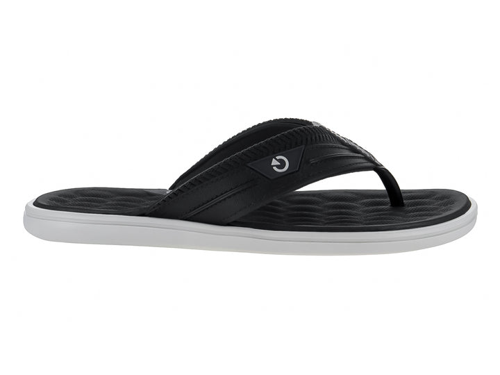Sandalias Cartago color negro con suela gris claro, diseño casual y cómodo.
