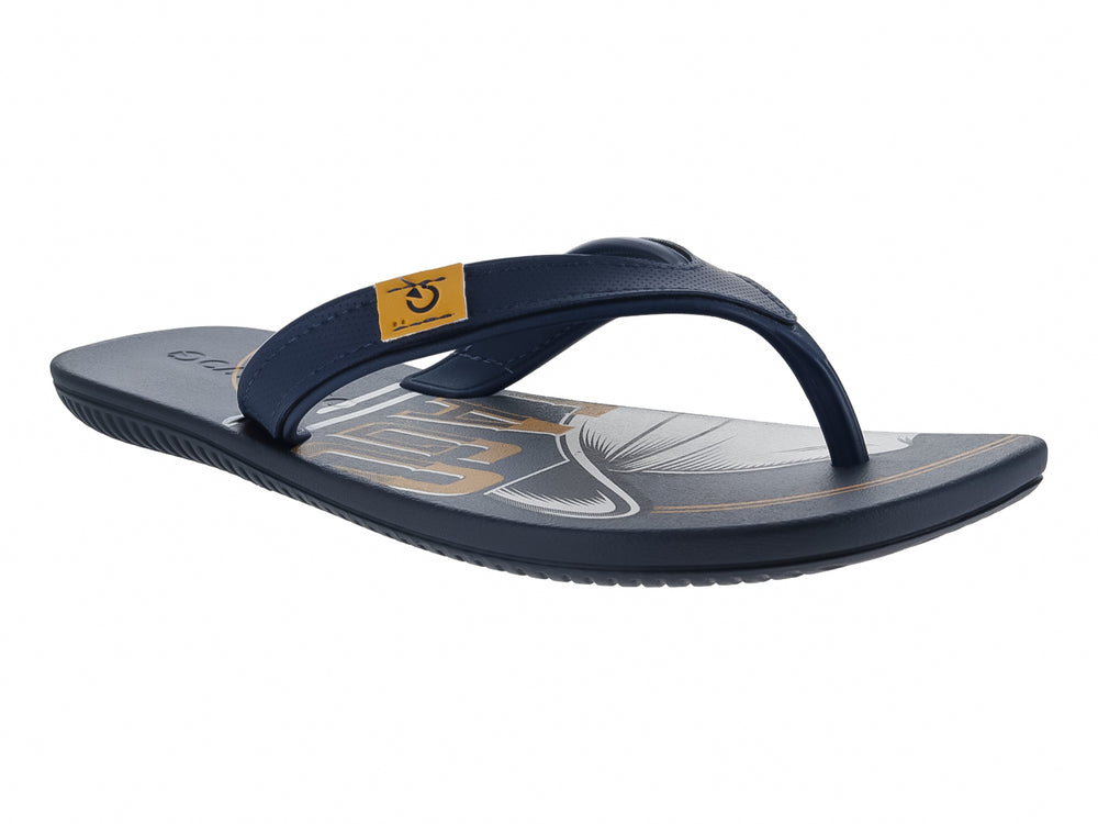 Sandalias Cartago color azul con detalles en gris y correa de dedo, estilo casual para hombre.
