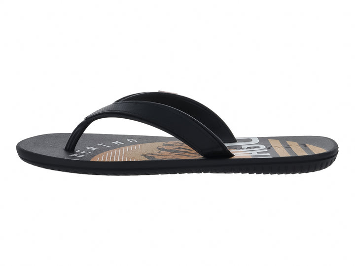 Sandalias Cartago en colores negro y gris con diseño gráfico en la plantilla.