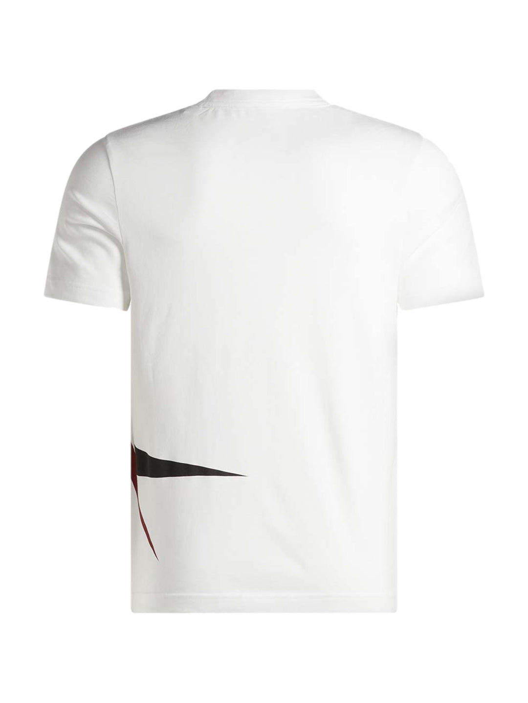 Camiseta blanca de manga corta marca Reebok con gráfico lateral en rojo y negro