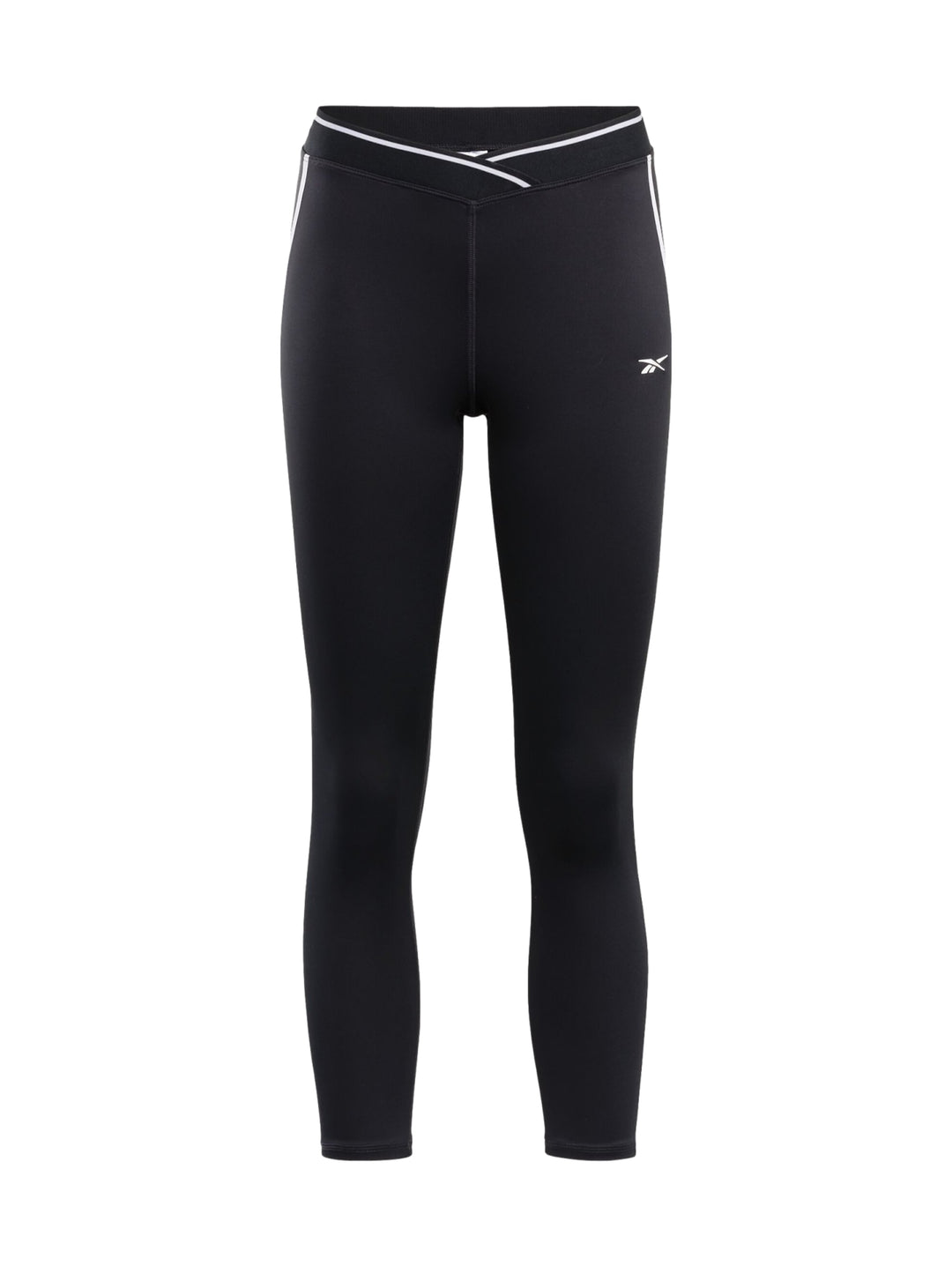 Leggings deportivos Reebok color negro con rayas blancas laterales y largo 7/8.