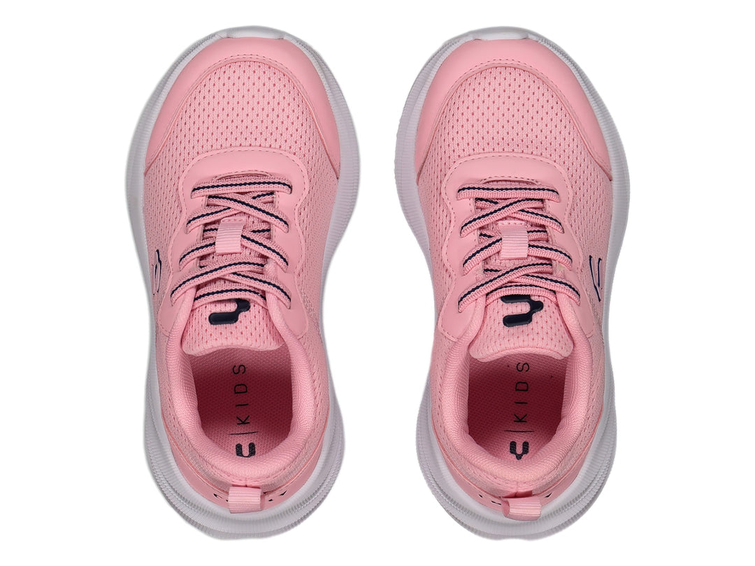 Tenis deportivos Charly color rosa con suela blanca y detalles en violeta.