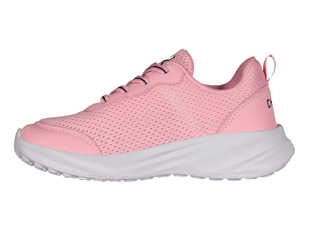 Tenis deportivos Charly color rosa con suela blanca y detalles en violeta.