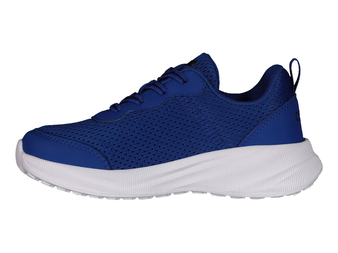 Tenis deportivos Charly color azul rey con suela blanca y tejido de malla.