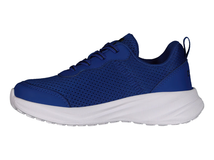 Tenis deportivos Charly color azul rey con suela blanca y tejido de malla.