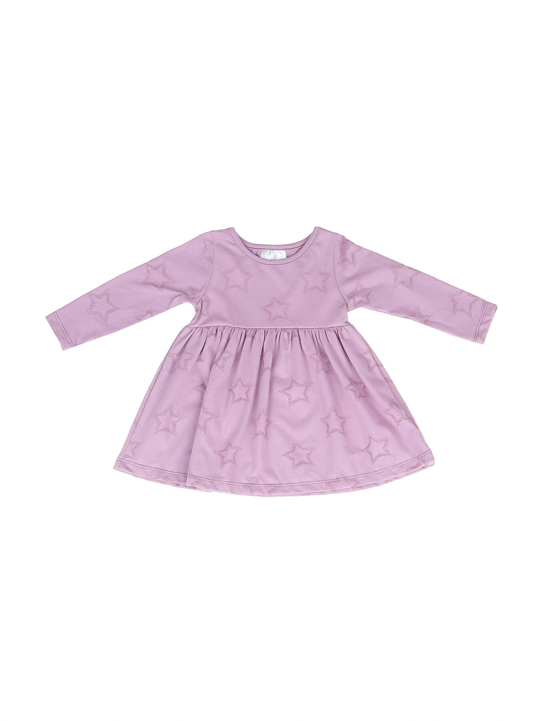 Vestido color uva con estampado de estrellas y manga larga para Bebé o Niña.