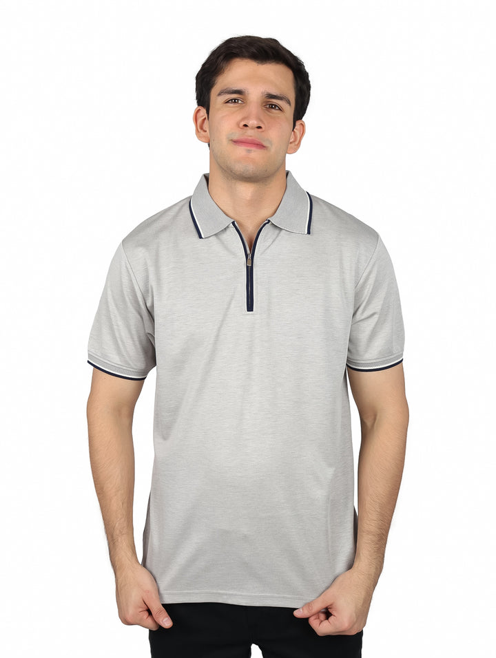 Playera Polo Sherman Morgan Gris con Cierre para Hombre