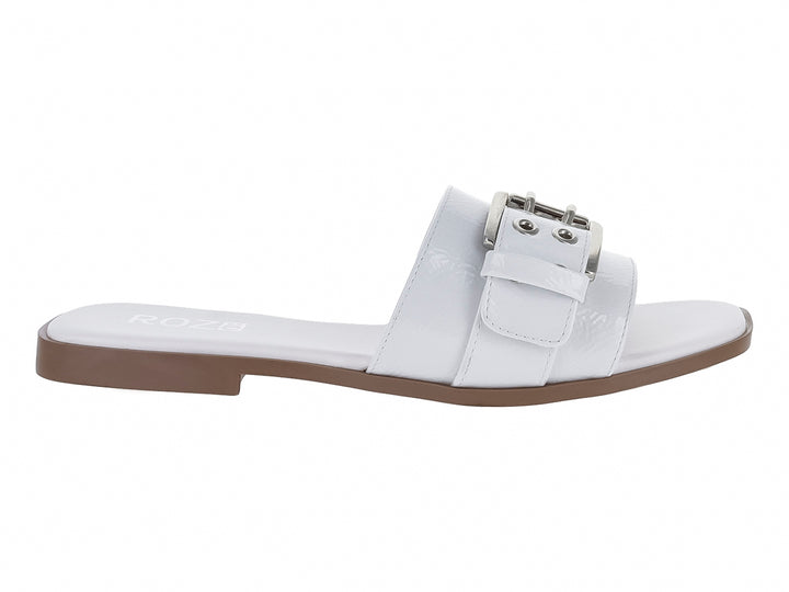 Sandalias Roze Blancas de Charol Corrugado para Mujer