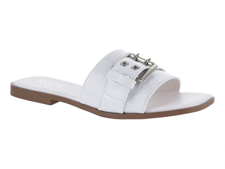 Sandalias Roze Blancas de Charol Corrugado para Mujer