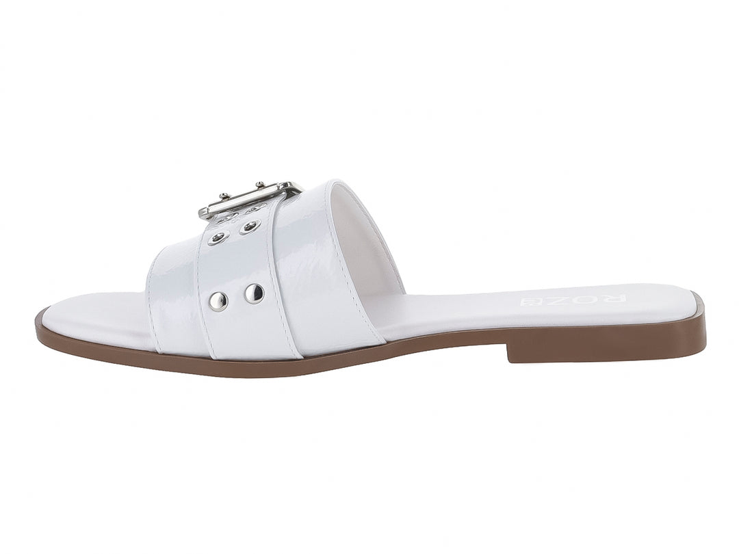 Sandalias Roze Blancas de Charol Corrugado para Mujer
