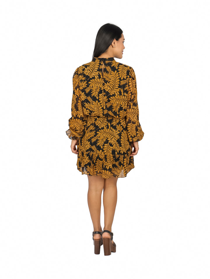Vestido Corto Negro Estampado Rafaella para Mujer