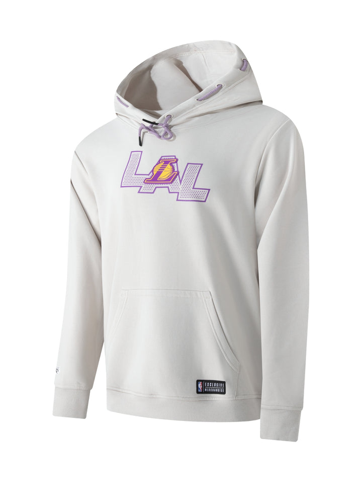 Sudadera con capucha color gris con logo de los Lakers en el pecho.