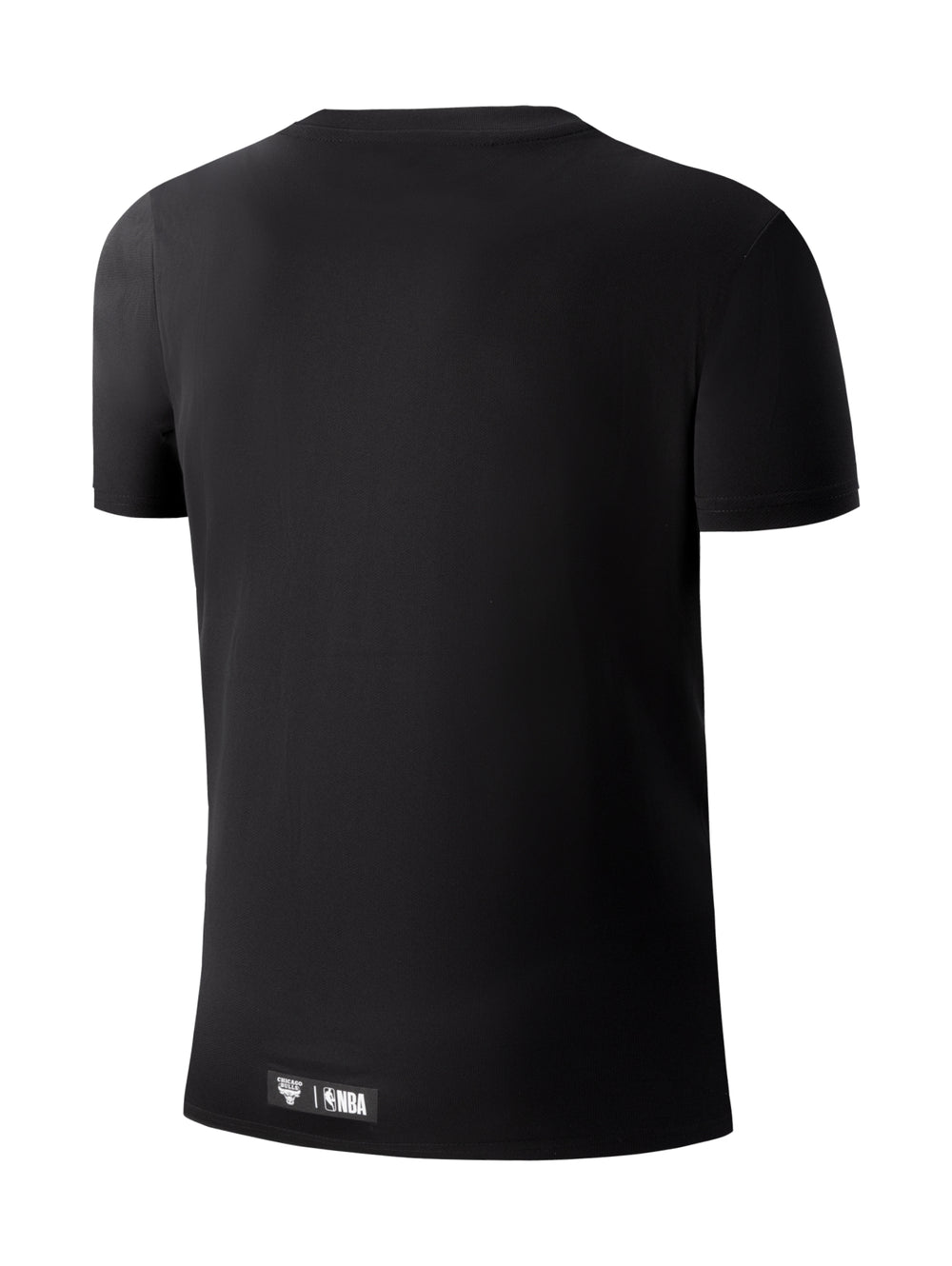 Camiseta deportiva negra de manga corta con estampado de los Chicago Bulls en el pecho.