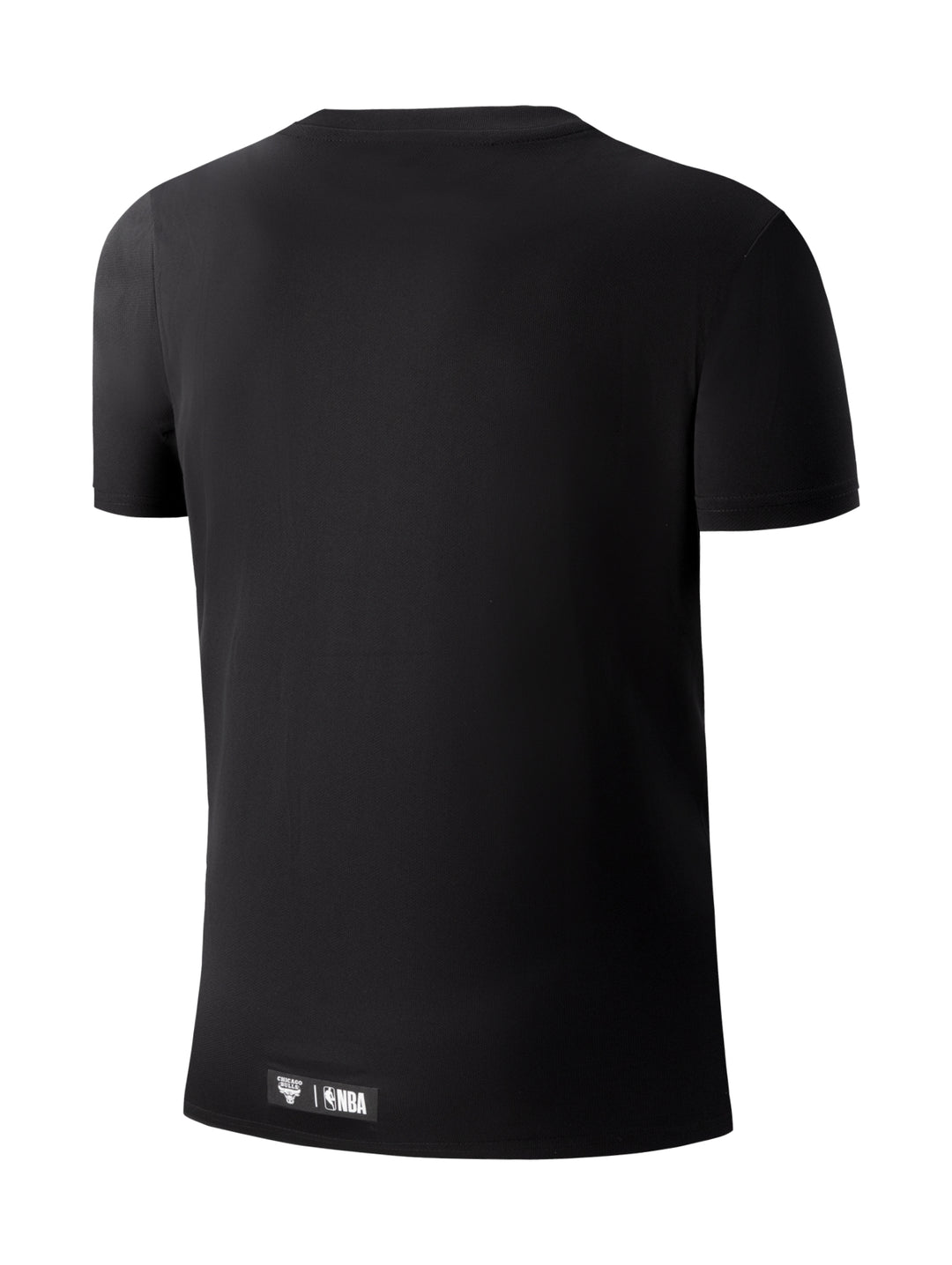 Camiseta deportiva negra de manga corta con estampado de los Chicago Bulls en el pecho.