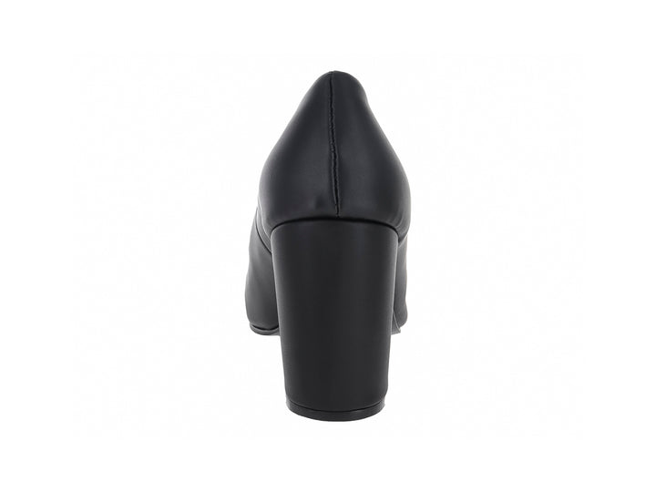 Zapato de tacón grueso color negro, diseño cerrado y elegante para Mujer.