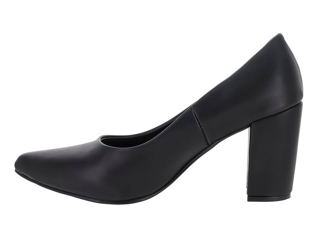 Zapato de tacón grueso color negro, diseño cerrado y elegante para Mujer.