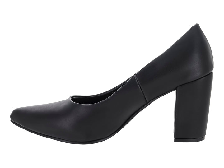 Zapato de tacón grueso color negro, diseño cerrado y elegante para Mujer.