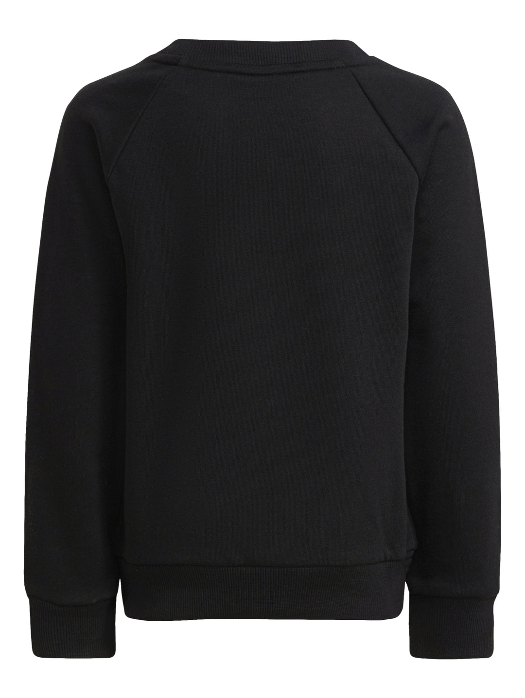 Conjunto deportivo Adidas negro para niños, incluye sudadera y pantalón con logo blanco.