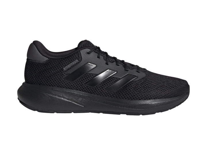 Tenis deportivos Adidas Response Runner U en color negro con malla transpirable y suela negra.