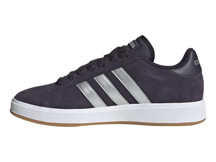 Tenis Adidas Grand Court Base 00 Negro y Plata para Mujer