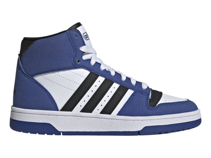 Tenis Adidas Break Star Mid en color azul con detalles en blanco y negro para niños.