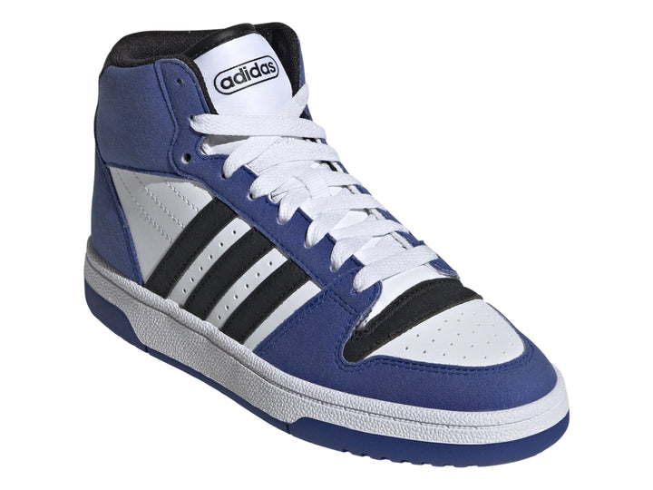 Tenis Adidas Break Star Mid en color azul con detalles en blanco y negro para niños.