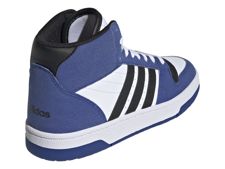 Tenis Adidas Break Star Mid en color azul con detalles en blanco y negro para niños.