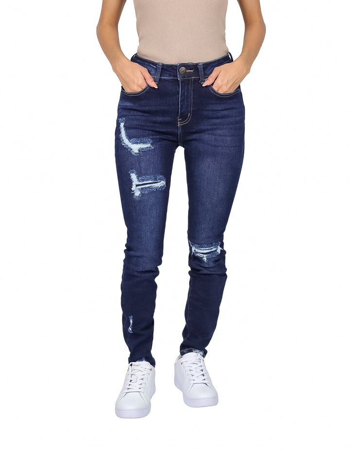 Jeans Max Denim Skinny Cintura Alta Stone Obscuro para Mujer