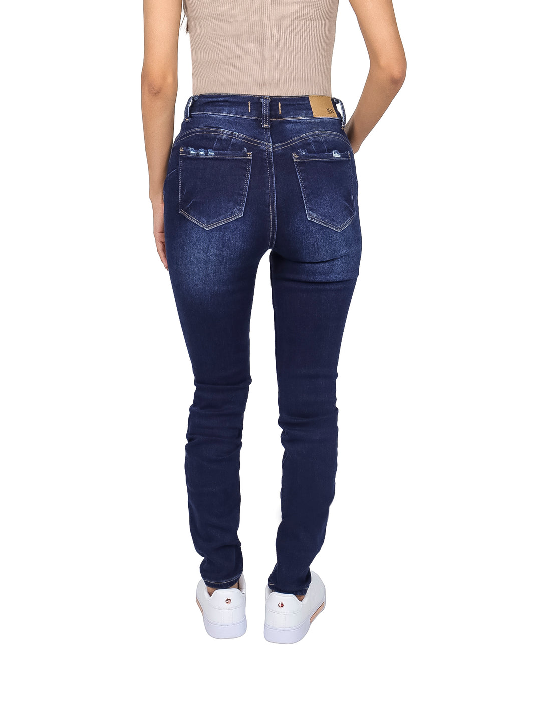 Jeans Max Denim Skinny Cintura Alta Stone Obscuro para Mujer