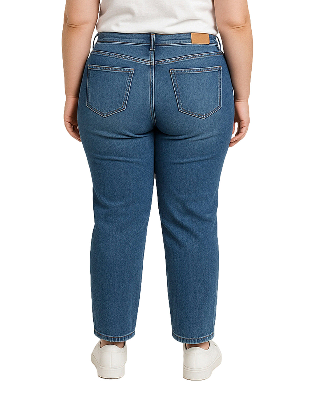 Pantalones jeans rectos de color azul con efecto stone wash.