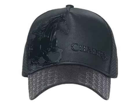 Gorra Cuadra de Piel Bovino Negro y Café para Hombre