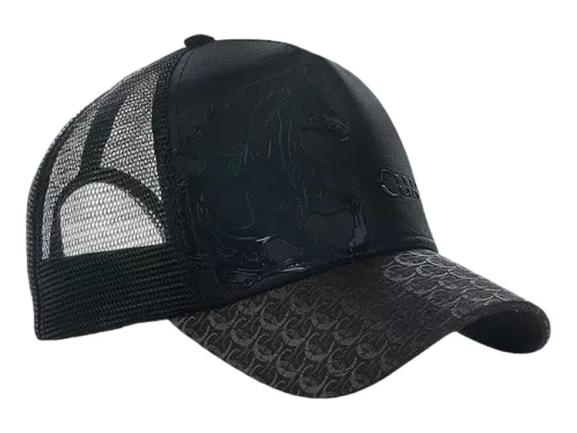 Gorra Cuadra de Piel Bovino Negro y Café para Hombre