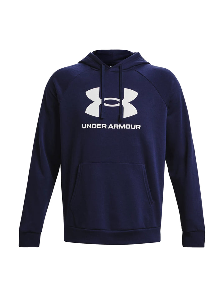 Sudadera con capucha Under Armour color azul marino con logotipo blanco frontal.