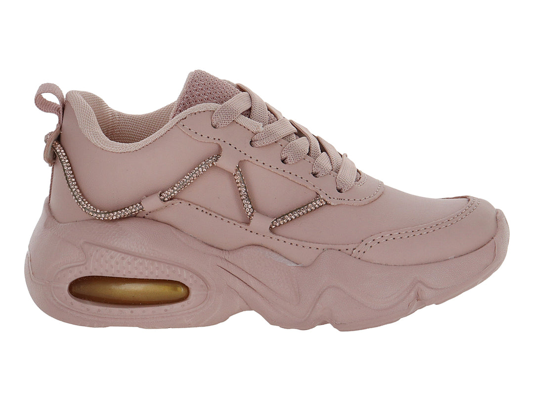 Tenis deportivos para niño o niña en color maquillaje con suela de plataforma y detalle de cámara de aire.