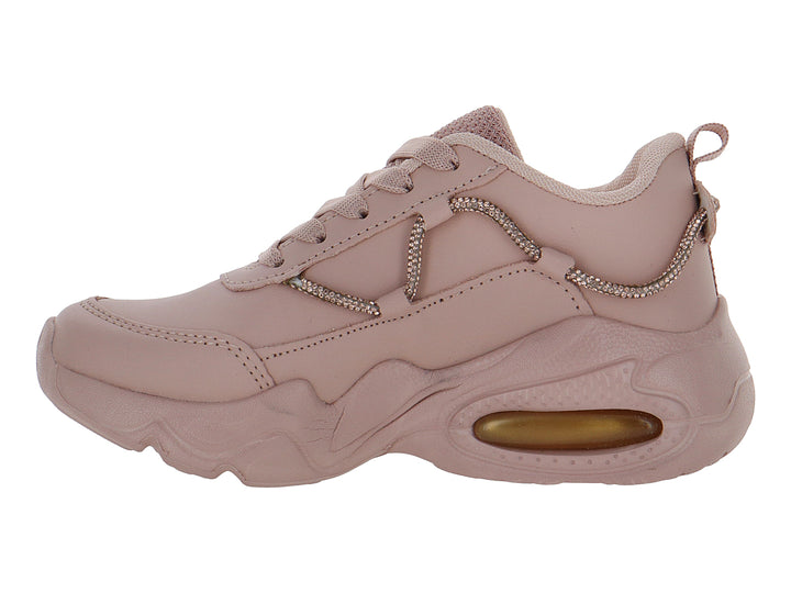 Tenis deportivos para niño o niña en color maquillaje con suela de plataforma y detalle de cámara de aire.
