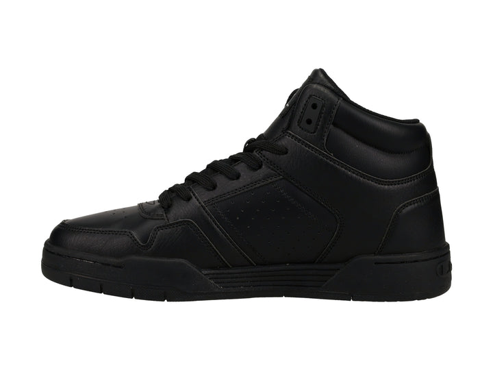 Tenis Champion de bota alta en color negro con logotipo plateado en el costado.