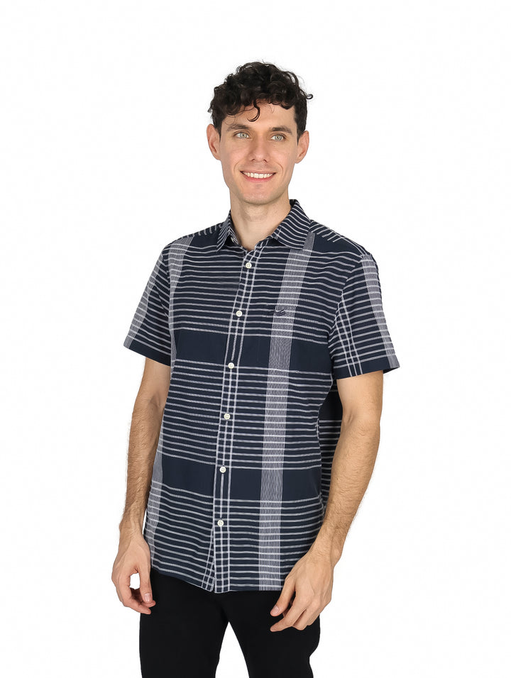 Camisa Perry Ellis Manga Corta Azul Marino para Hombre