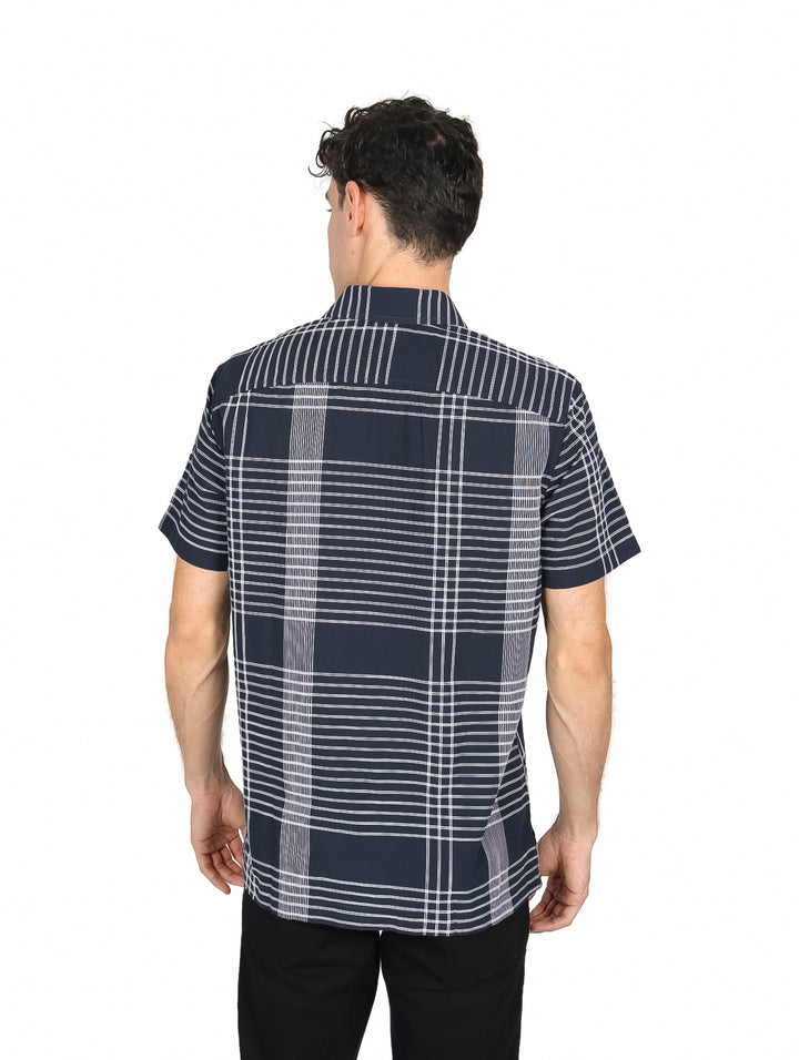 Camisa Perry Ellis Manga Corta Azul Marino para Hombre