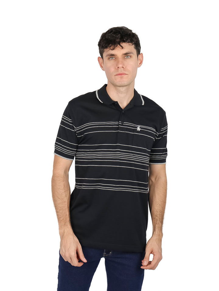 Playera Polo Palm Beach Negro con Rayas para Hombre