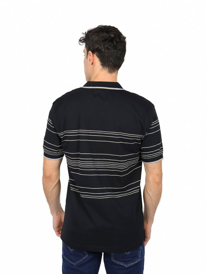 Playera Polo Palm Beach Negro con Rayas para Hombre