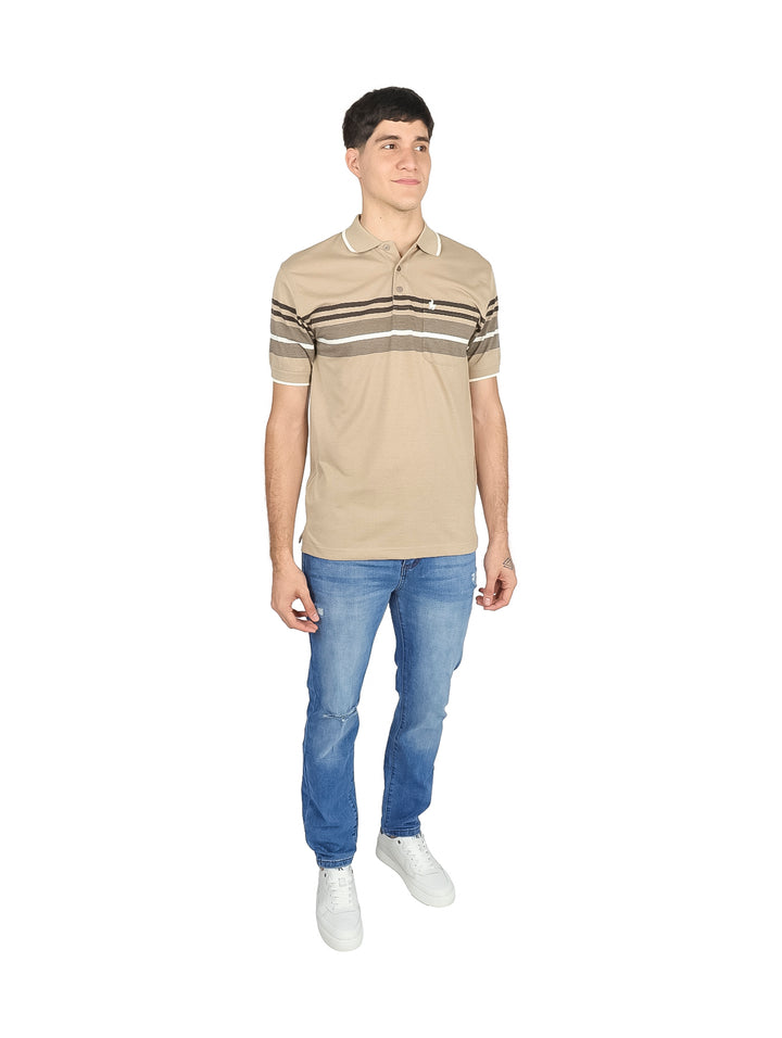 Playera Polo Palm Beach Rayas Color Khaki para Hombre